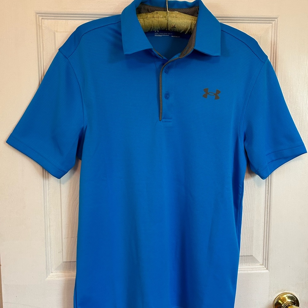 Under Armour Men's Blue Polo Golf Shirt Athletic Small Loose Fit Short Sleeve
